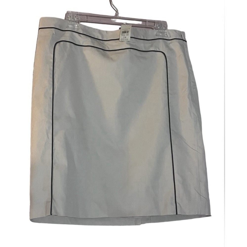 NWT Ann Taylor Pencil Skirt 14 Split Career Work Office Beige Tan Black Piping